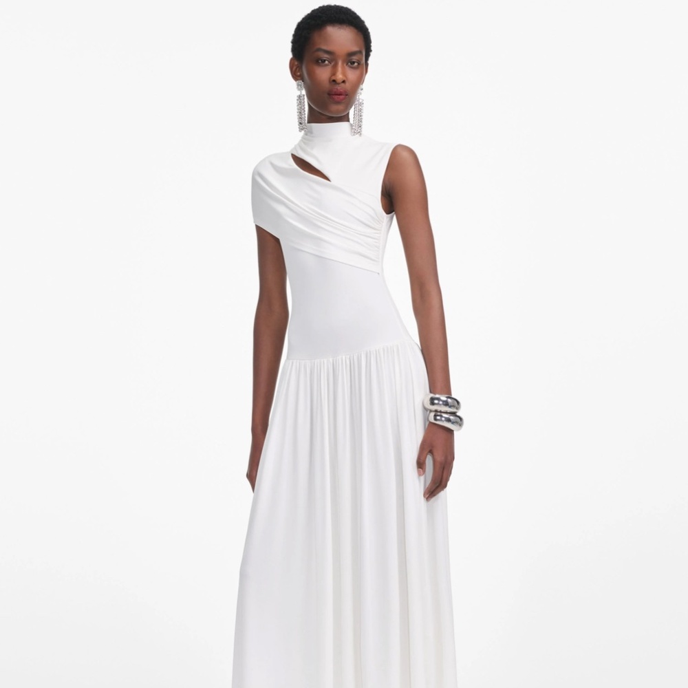 self-portrait White Jersey Cut Out Midi Dress - Size: US12 - MSRP $560 -  NWT - Picture 2 of 9